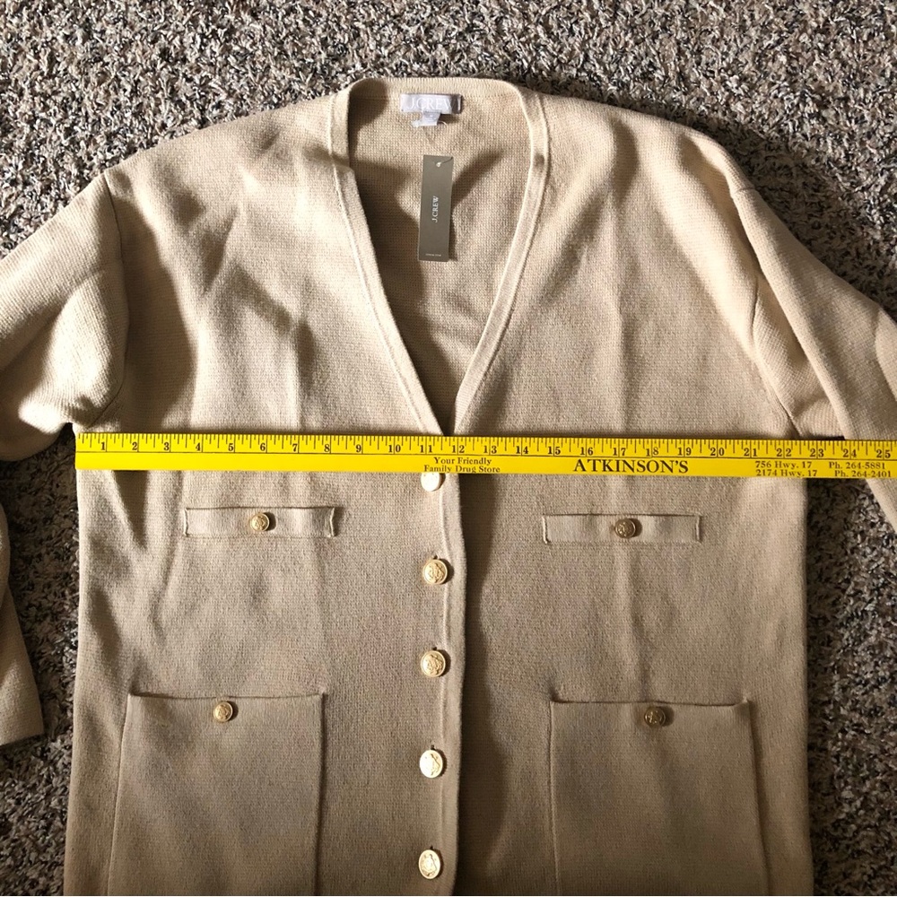 NWT J. Crew long v neck sweater light khaki neutral sz Medium - Picture 15 of 16